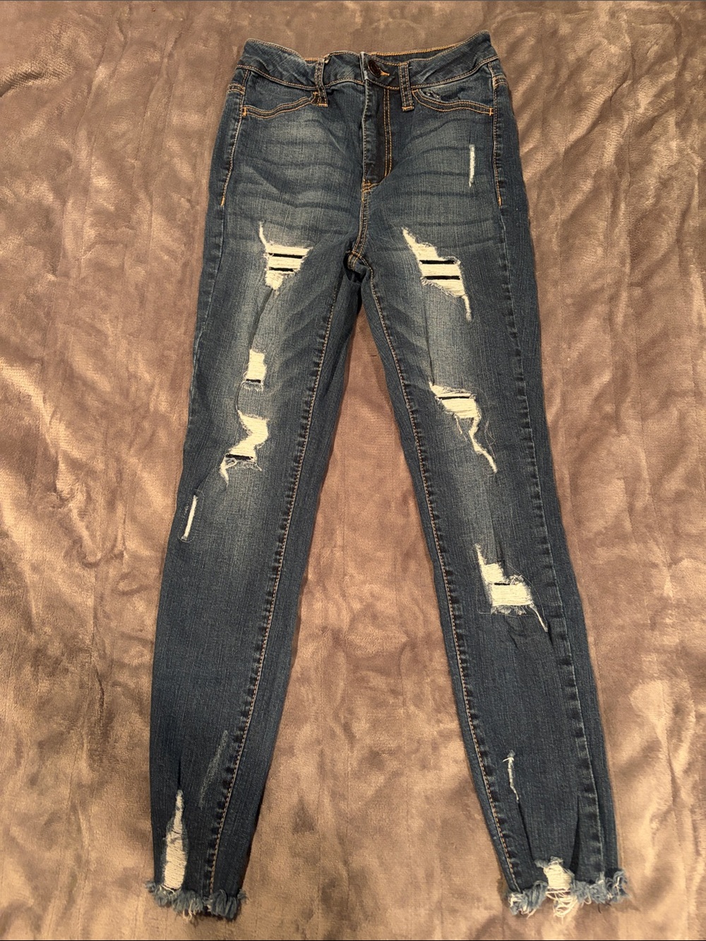 SO Distressed Skinny Jeans - Dark Blue